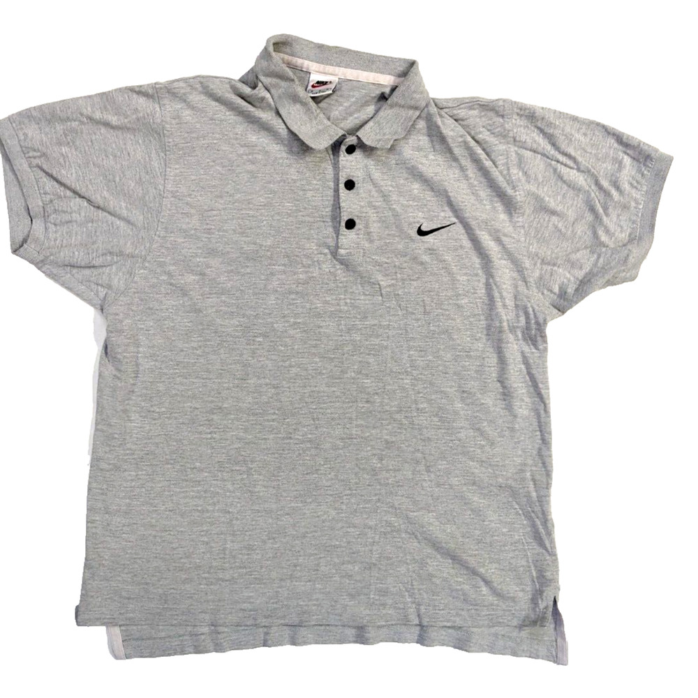 Vintage Nike Polo Shirt Medium Men Gray Short Sleeve Embroidered White Tag